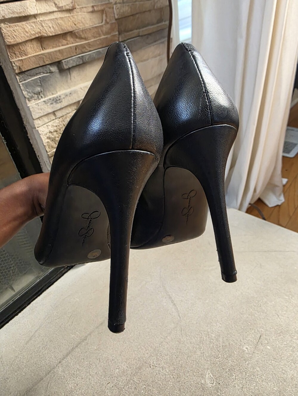 Jessica Simpson Classic Black Leather Stiletto Pump Heel 8.5M - Picture 5 of 12